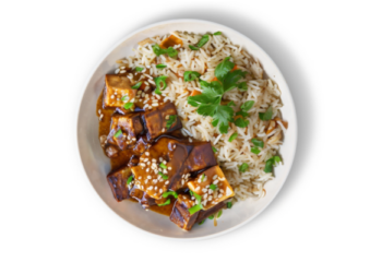 High Protein Tofu With Honey Soy Bbq, stir fry basmati-350 g