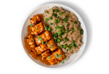 Tofu With Satay Sauce, stir fry brown rice- 350 g