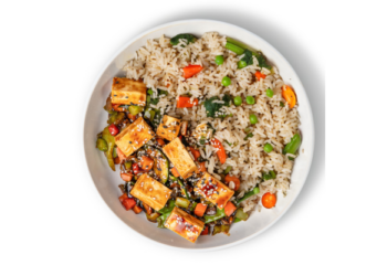 High Protein Tofu With Honey Soy And Lemon, stir fry brown rice- 350 g