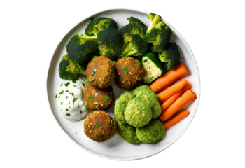 Carrot falafel , seasonal vegetables- 350 g