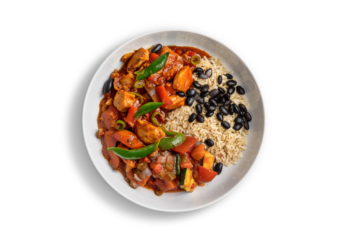 Oven Roasted Chicken Breast With Mexican Sauce, brown rice & seasonal vegetables- 350 g