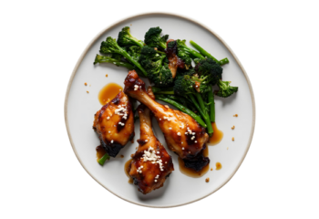 Honey-Glazed Char Sui Chicken Drumettes, Asian style broccolini- 350 g