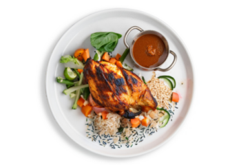 Peri Peri Chicken Breast, Peri Peri Chicken Breast, brow rice & seasonal vegetables- 350 g