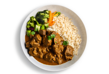 Korma beef curry, brown rice & vegetables - 350 g