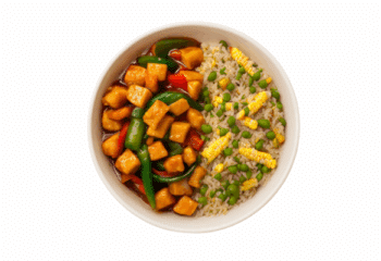 Sticky Sweet And Sour Chicken , Stir Fry Brown Rice - 350 g